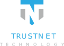 Trustnet Technology logo blue gray white